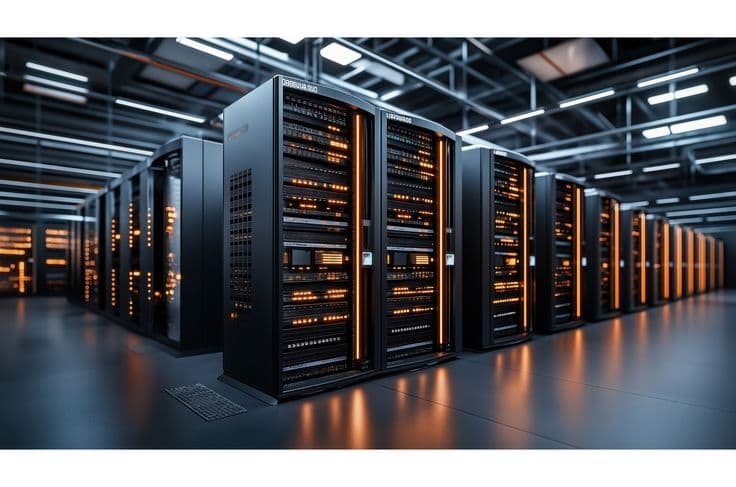 DIV engineer at a desk monitoring servers inside a data centre
